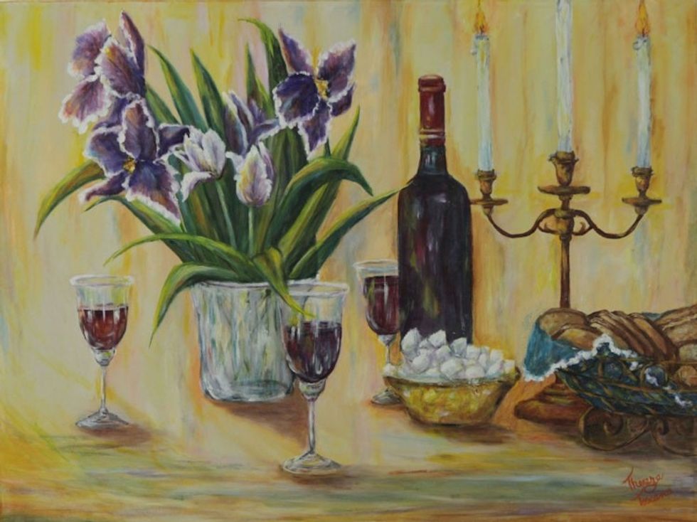 Original Brazilian Still Life Painting Signed 'A Toast to Love'