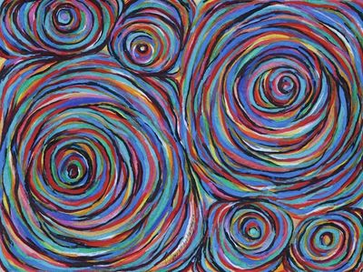 Alternate image for Circle Motif Colorful Abstract Painting from Brazil Solar System III