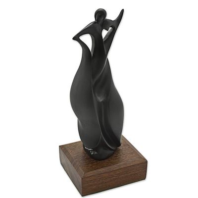 Alternate image for Abstract Woman Celebrates Triumphs in Black Resin Sculpture Triumph in Black