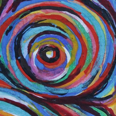 Alternate image for Circle Motif Colorful Abstract Painting from Brazil Solar System III
