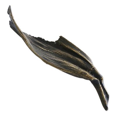 Alternate image for Bronze Palm Leaf Sculpture from Brazil Areca Palm Leaf