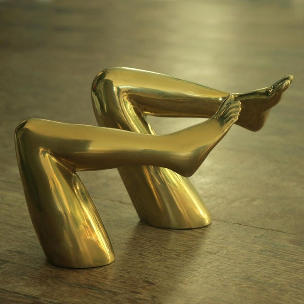 Pair of Signed Bronze Leg Sculptures from Brazil 'Erotic Mood'