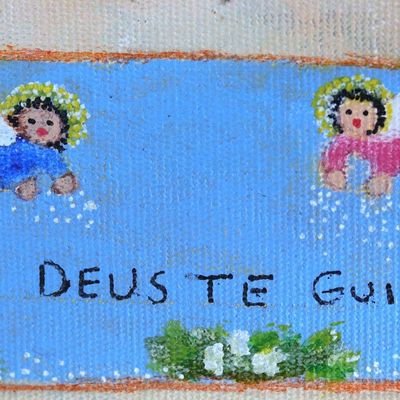 Alternate image for Original Naif Painting of Woman in the Airport Expectation