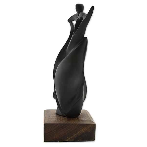 Alternate image for Abstract Woman Celebrates Triumphs in Black Resin Sculpture Triumph in Black