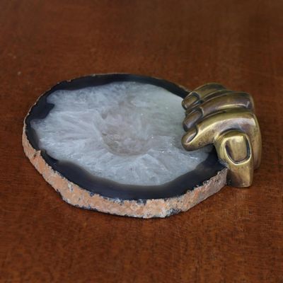 Alternate image for Original Bronze and Agate Sculpture Right Hand Agate II