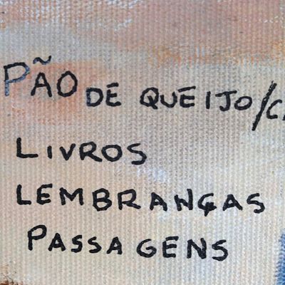 Alternate image for Original Naif Painting of Woman in the Airport Expectation