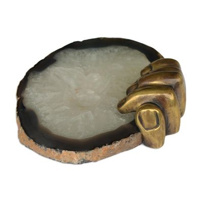 Alternate image for Original Bronze and Agate Sculpture Right Hand Agate II