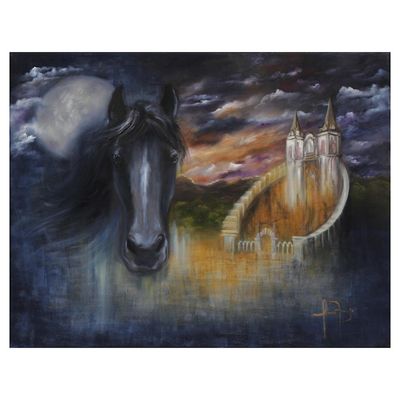 Alternate image for Signed Surrealist Painting of a Horse from Brazil Magic of the Forest