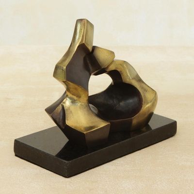 Alternate image for Couple in Love Abstract Sculpture Bronze on Granite Happiness