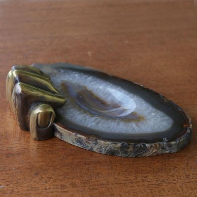 Alternate image for Agate and Bronze Original Sculpture Left Hand Agate III