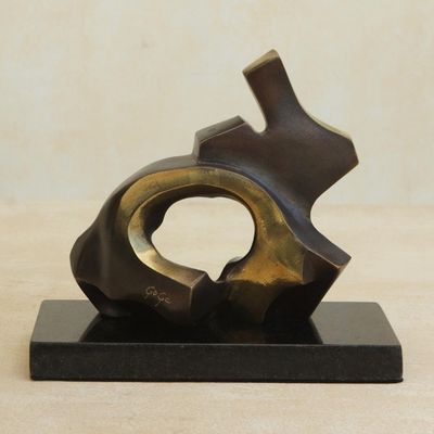 Alternate image for Couple in Love Abstract Sculpture Bronze on Granite Happiness