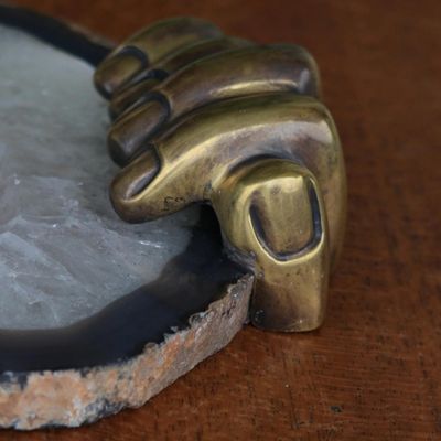 Alternate image for Original Bronze and Agate Sculpture Right Hand Agate II