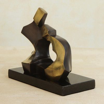 Alternate image for Couple in Love Abstract Sculpture Bronze on Granite Happiness