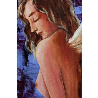 Alternate image for Signed Expressionist Painting of a Nude Angel from Brazil Wisdom