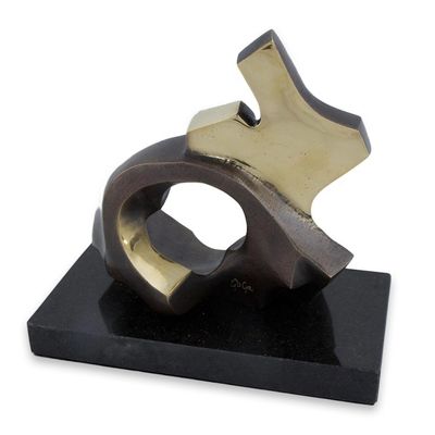Alternate image for Couple in Love Abstract Sculpture Bronze on Granite Happiness