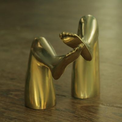 Alternate image for Pair of Signed Bronze Leg Sculptures from Brazil Erotic Mood