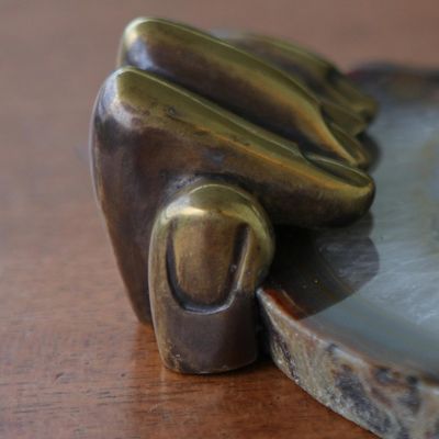 Alternate image for Agate and Bronze Original Sculpture Left Hand Agate III