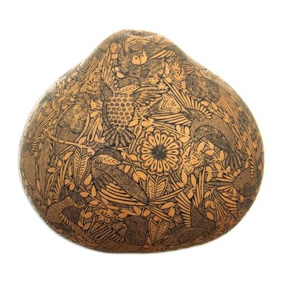 Alternate image for World Peace Project, Embossed Hummingbird Peace Design Gourd Bond of Brotherhood