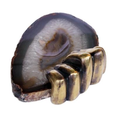 Alternate image for Agate and Bronze Original Sculpture Left Hand Agate III