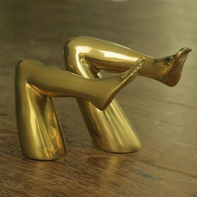 Alternate image for Pair of Signed Bronze Leg Sculptures from Brazil Erotic Mood