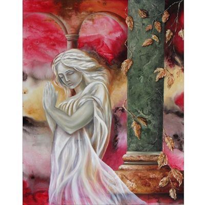 Alternate image for Signed Surrealist Painting of a Young Woman from Brazil The Vestal