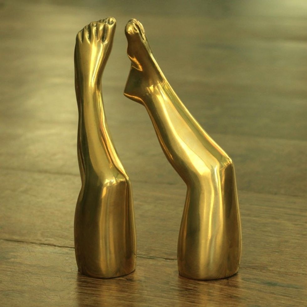 Pair of Signed Bronze Leg Sculptures from Brazil 'Elevate'