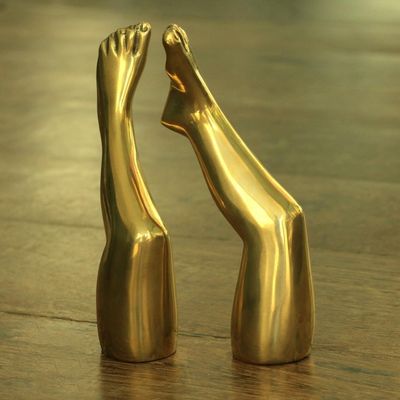 Alternate image for Pair of Signed Bronze Leg Sculptures from Brazil Elevate
