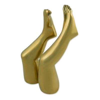 Alternate image for Pair of Signed Bronze Leg Sculptures from Brazil Elevate
