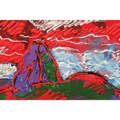 Alternate image for Expressionist Painting of Sugarloaf Hill in Red from Brazil Sugarloaf Hill in Red