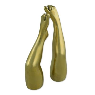 Alternate image for Pair of Signed Bronze Leg Sculptures from Brazil Elevate