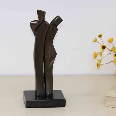 Alternate image for Signed Bronze Sculpture of a Couple Embracing Protected