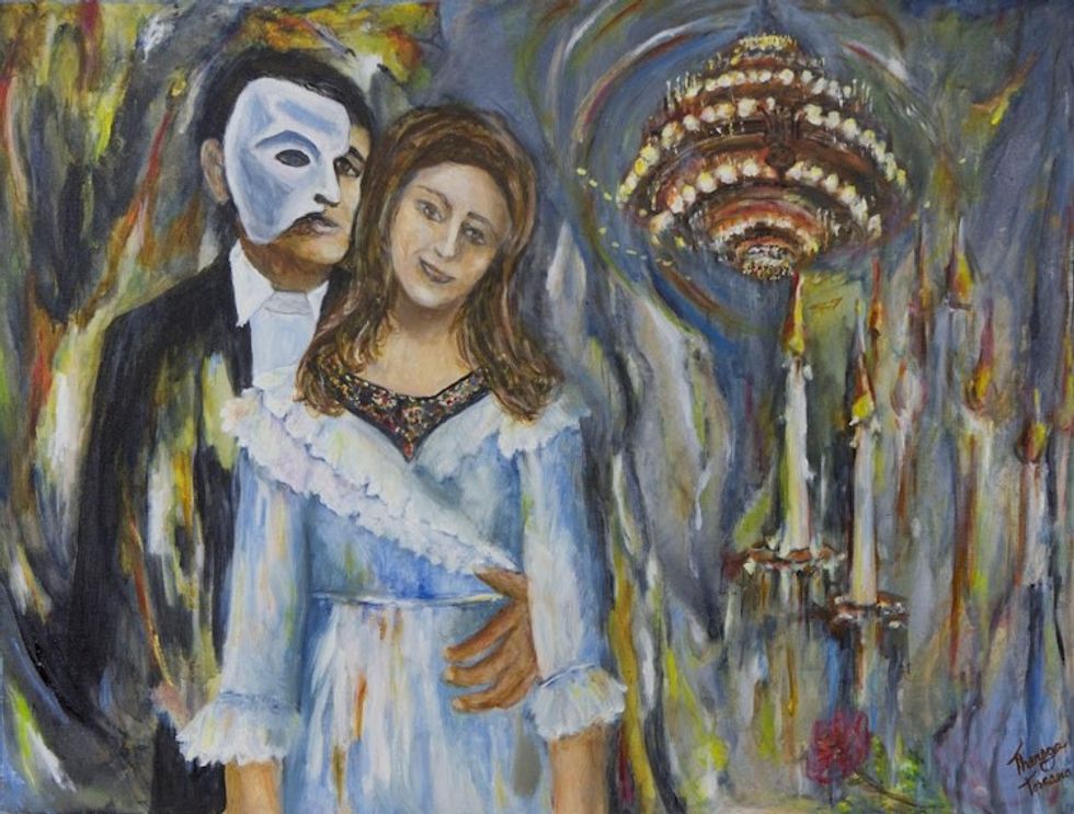 Original Film Inspired Expressionistic Painting from Brazil 'The Phantom of the Opera'