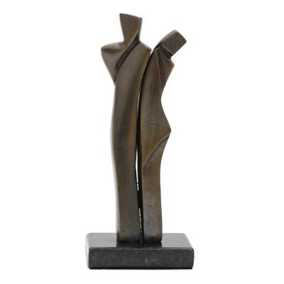 Alternate image for Signed Bronze Sculpture of a Couple Embracing Protected