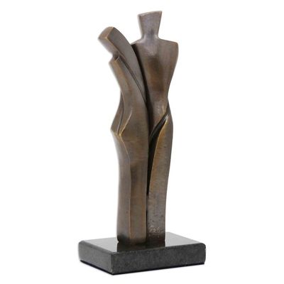 Alternate image for Signed Bronze Sculpture of a Couple Embracing Protected
