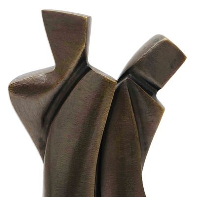 Alternate image for Signed Bronze Sculpture of a Couple Embracing Protected