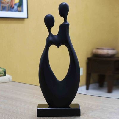 Alternate image for Modern Black Resin Romantic Couple Sculpture from Brazil Eternal Love