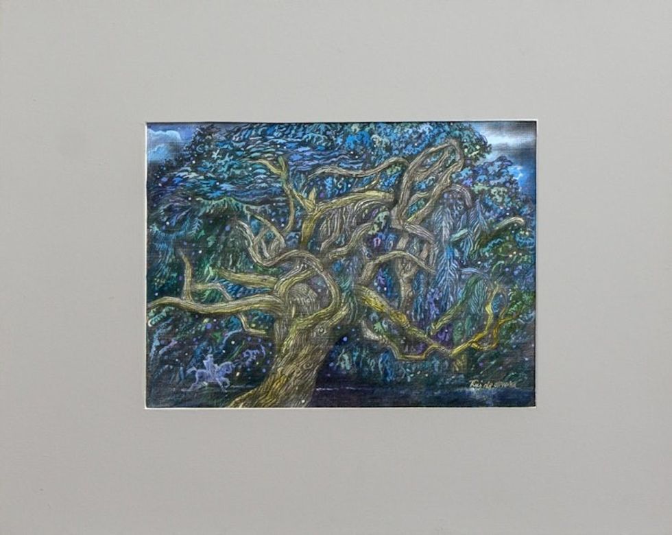 Original Expressionist Painting of a Tree from Brazil 'The Magic Forest'