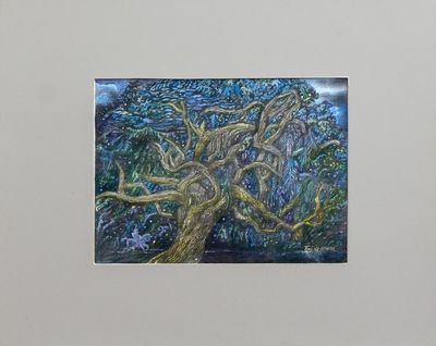 Alternate image for Original Expressionist Painting of a Tree from Brazil The Magic Forest