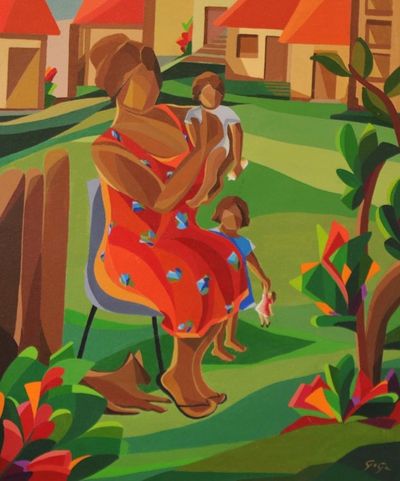 Alternate image for Original Acrylic Family Painting Happy Family II