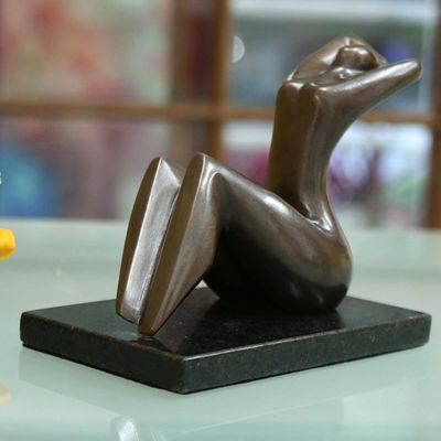 Alternate image for Seated Woman Sculpture in Bronze with Granite Base Seated Woman