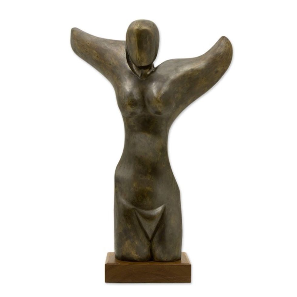 Woman with Whale Tail Arms Bronze Large Sculpture Signed 'Our Lady of the Whales'