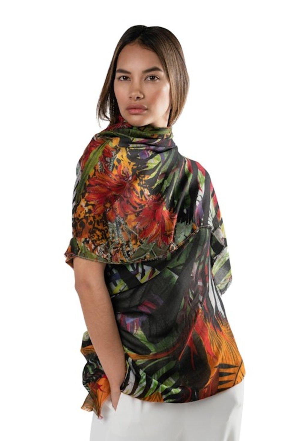 Printed Modal Shawl from Peru 'Jungle Warmth'