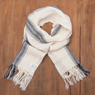 Alternate image for Handwoven 100 Baby Alpaca Wrap Scarf in Alabaster from Peru Elegant Accent