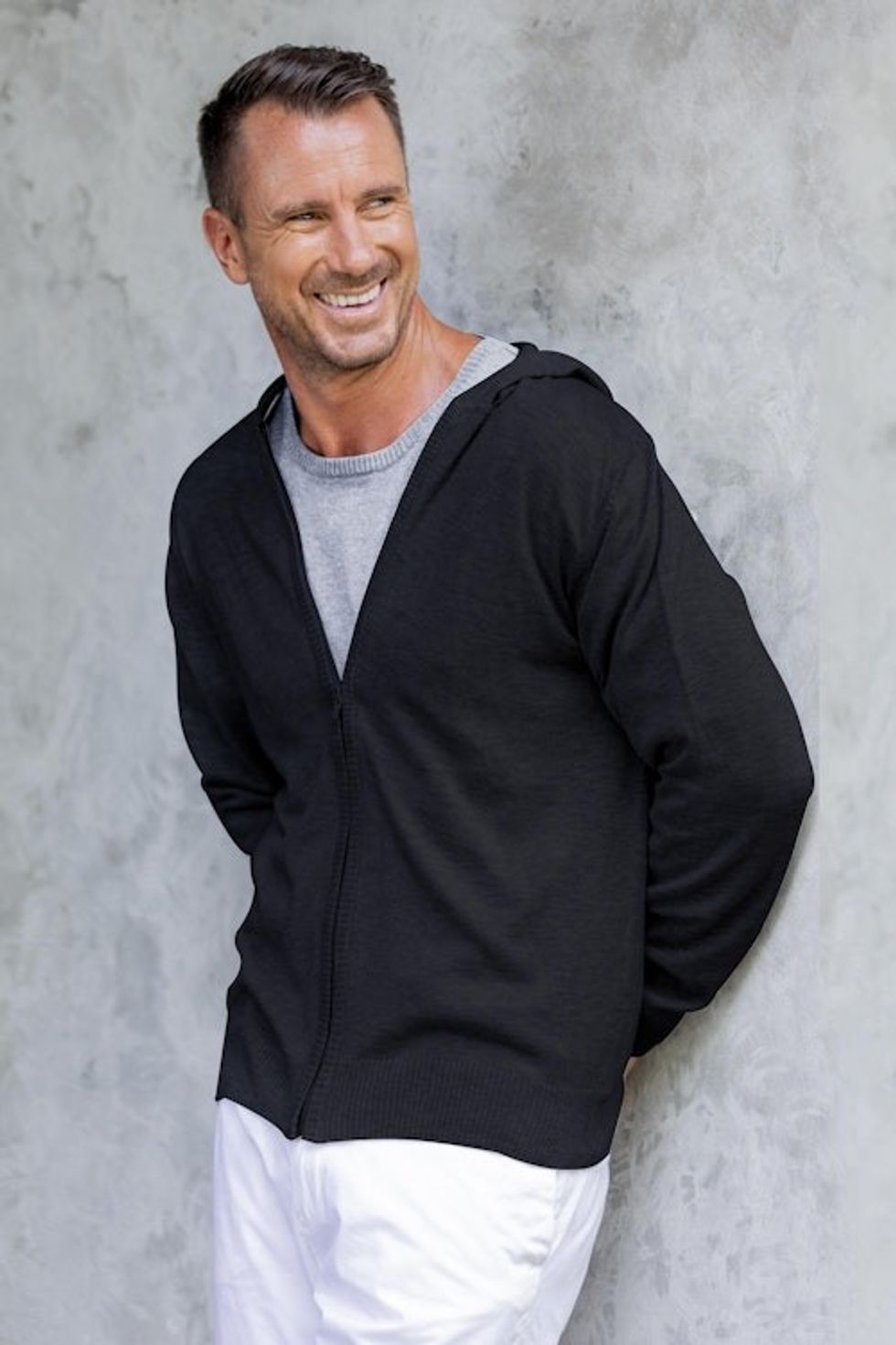 Black Cotton Blend Men's Hoodie Sweater 'Licorice Black Adventure'