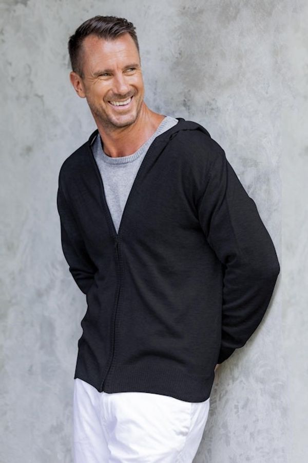 Alternate image for Black Cotton Blend Mens Hoodie Sweater Licorice Black Adventure