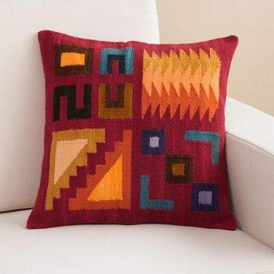 Alternate image for Square Wool Cushion Cover from Peru Inca Labyrinth