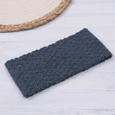 Alternate image for Wave Pattern 100 Baby Alpaca Headband in Teal from Peru Passionate Waves in Teal