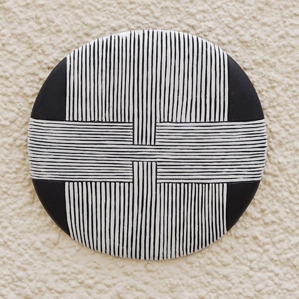 Alternate image for Hand-Carved African Wood Mask in Black and White Tones Bamun Guard