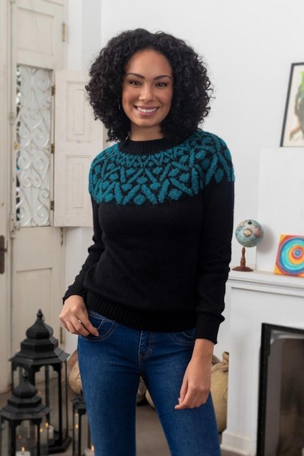 Alternate image for Knit 100 Alpaca Sweater Modern Geometry