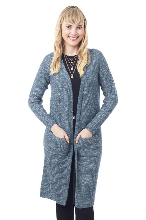 Alternate image for Azure Blue Alpaca Blend Long Sleeve Duster Length Cardigan Mesa Mist